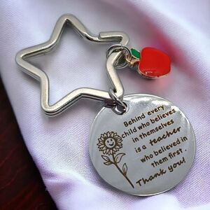 NEW Teacher Gift Bag Charm Keychain Keyring Cute School Appreciation Key Chain
